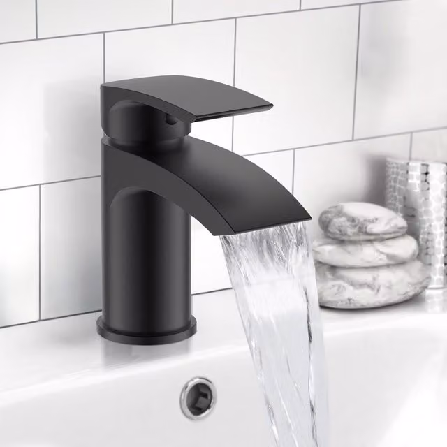 Nes Home Vago Single Lever Basin Mixer Tap with Waste in Matte Black