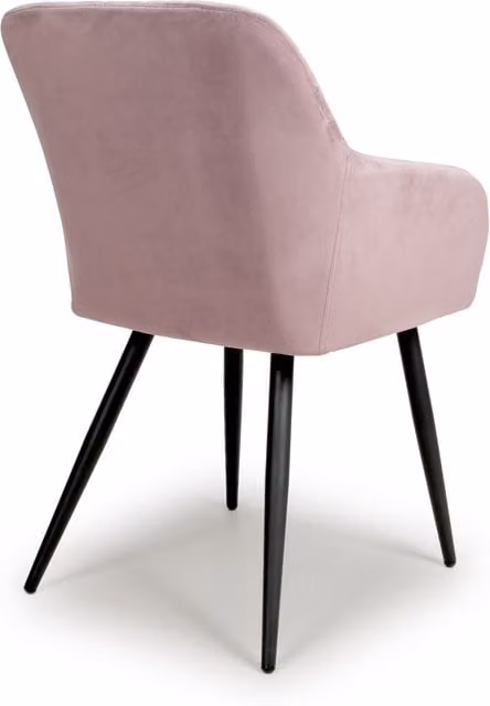 Shankar Modern Pink Velvet Dining Chairs with Armrests and Black Metal Legs, Set of 2