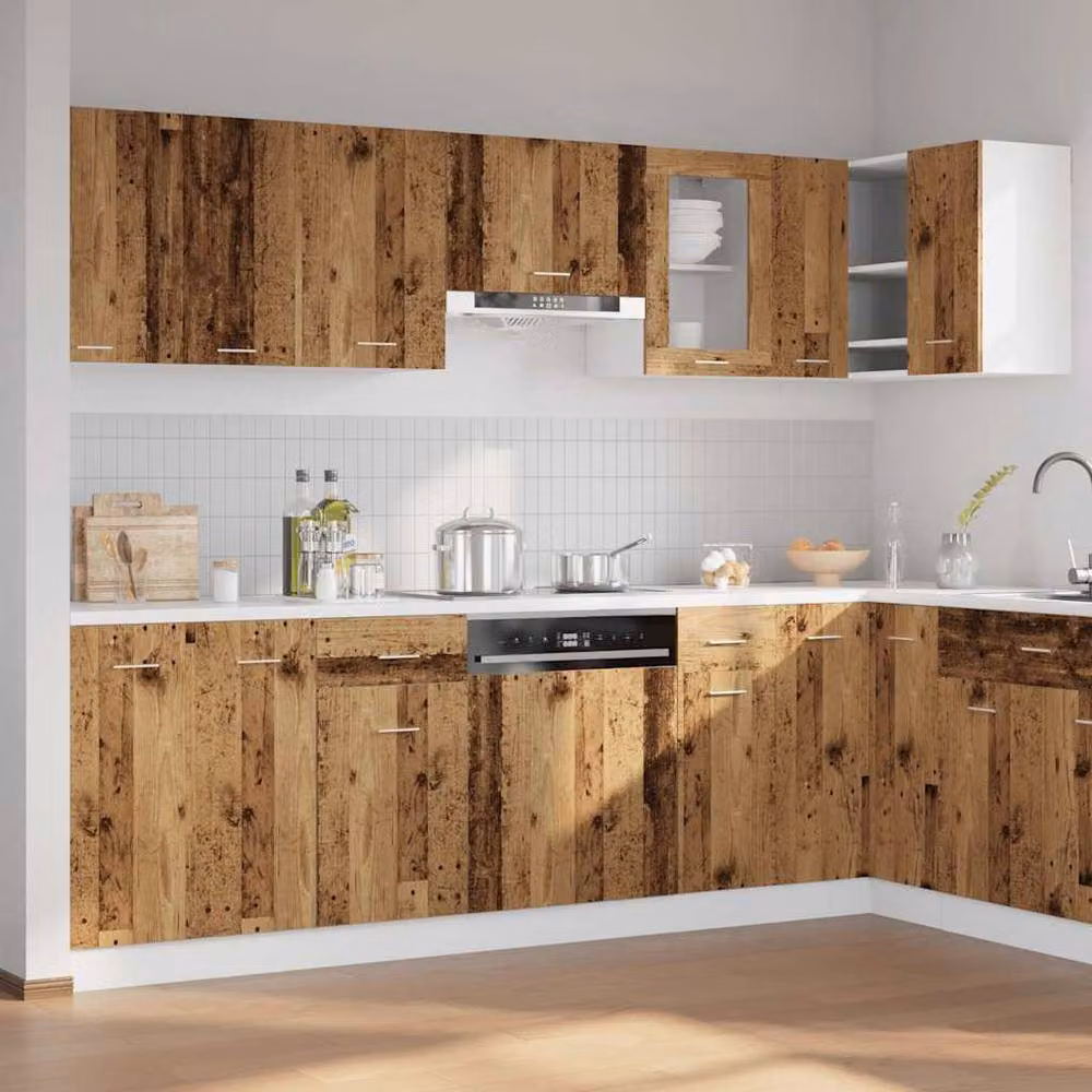 Berkfield Home 11 Piece Old Wood Kitchen Cabinet Set in Brown – 3