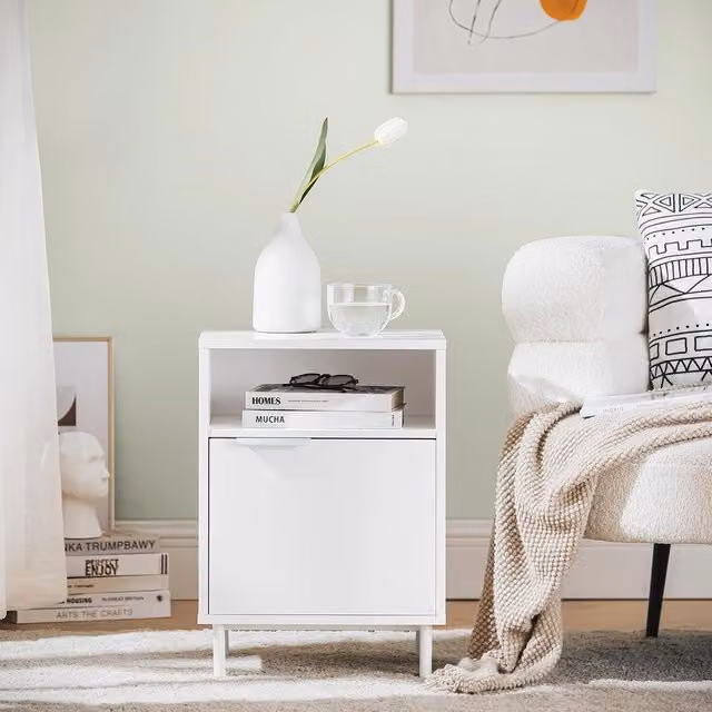 SoBuy Modern White 1 Drawer Nightstand