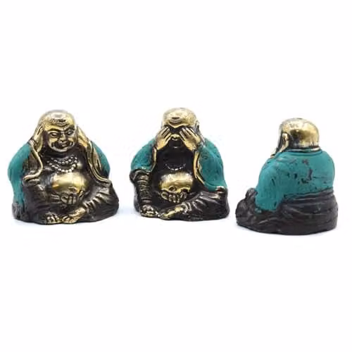 Ancient Wisdom Set of 3 Gold Metal Buddha Tabletop Decorations