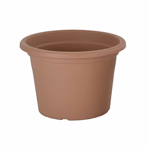 Gardenesque Eco Cylinder Recycled Plastic Planter in Terracotta and Brown, 3 Pack, Diameter: 35 cm – 1