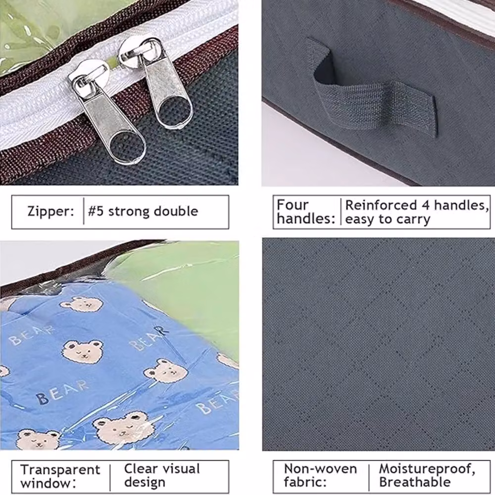 VOGREX 2x90L Underbed Fabric Clothes Storage Bags with Zips and Handles in Grey – 7