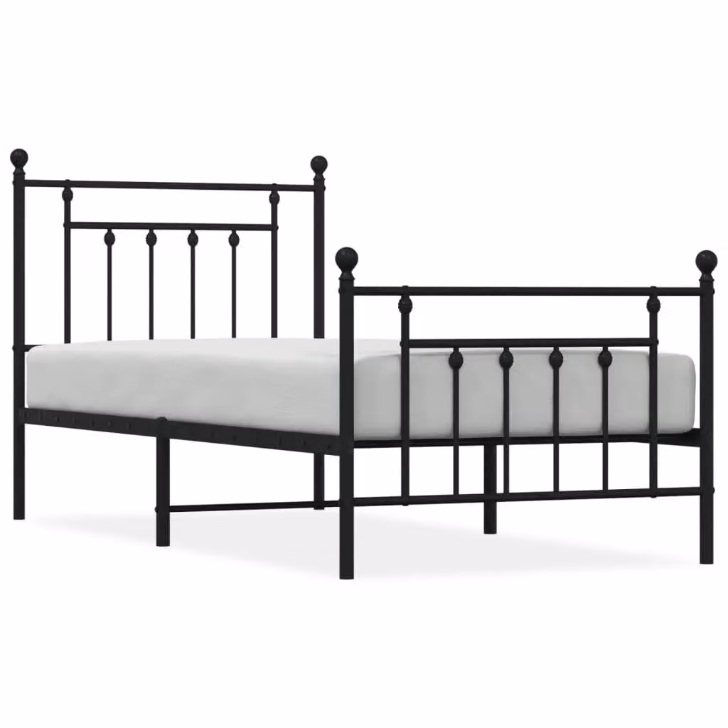 Berkfield Home Metal Bed Frame with Headboard and Footboard in Black, W/D/H: 90 x 200 cm – 2