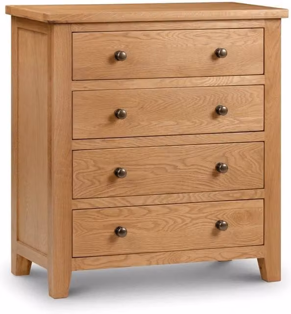 Cheshire Premium Kingsley 4 Drawer Chest in Brown Oak