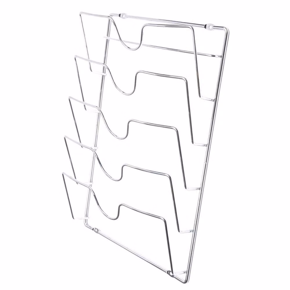 PAWNORA Silver Metal Wall Mounted Pan Lid Storage Rack
