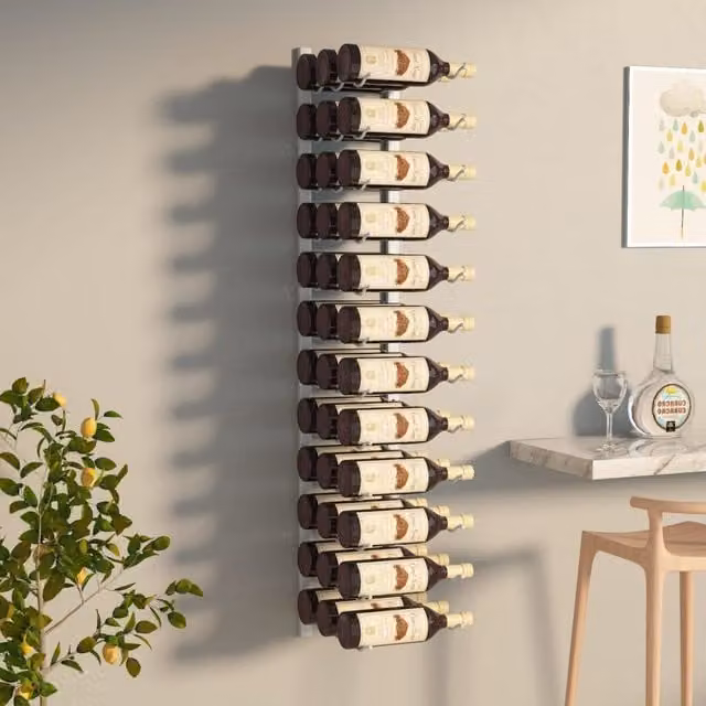 Berkfield Home Wall Mounted Metal Wine Rack in White, Holds 36 Bottles