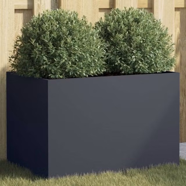 Berkfield Home Anthracite Steel Planter Tub in Black, W/D/H: 62 x 40 x 39 cm – 1