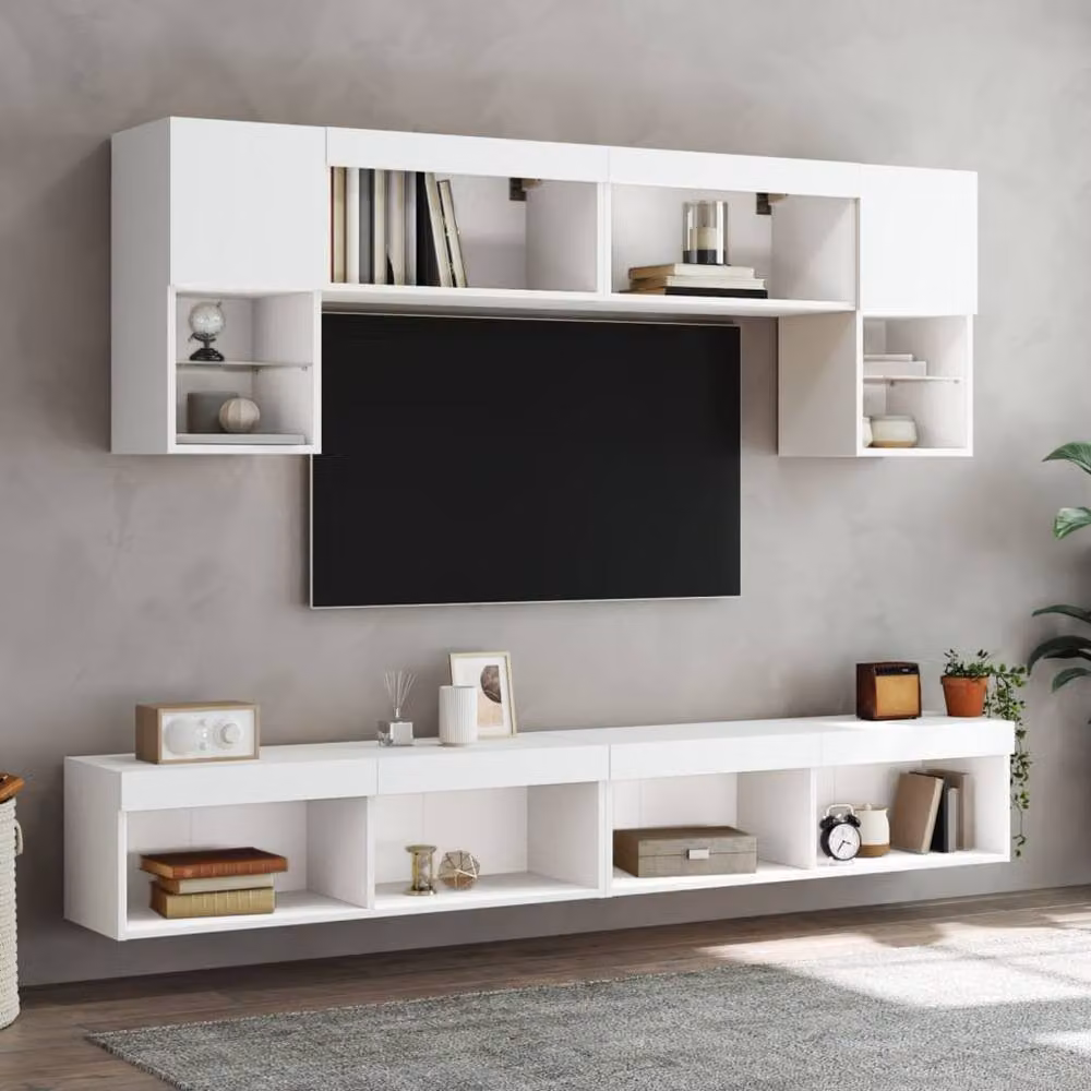 Berkfield Home Modern White TV Cabinet with LED Lights W/D/H: 100 x 30 x 30 cm – 4