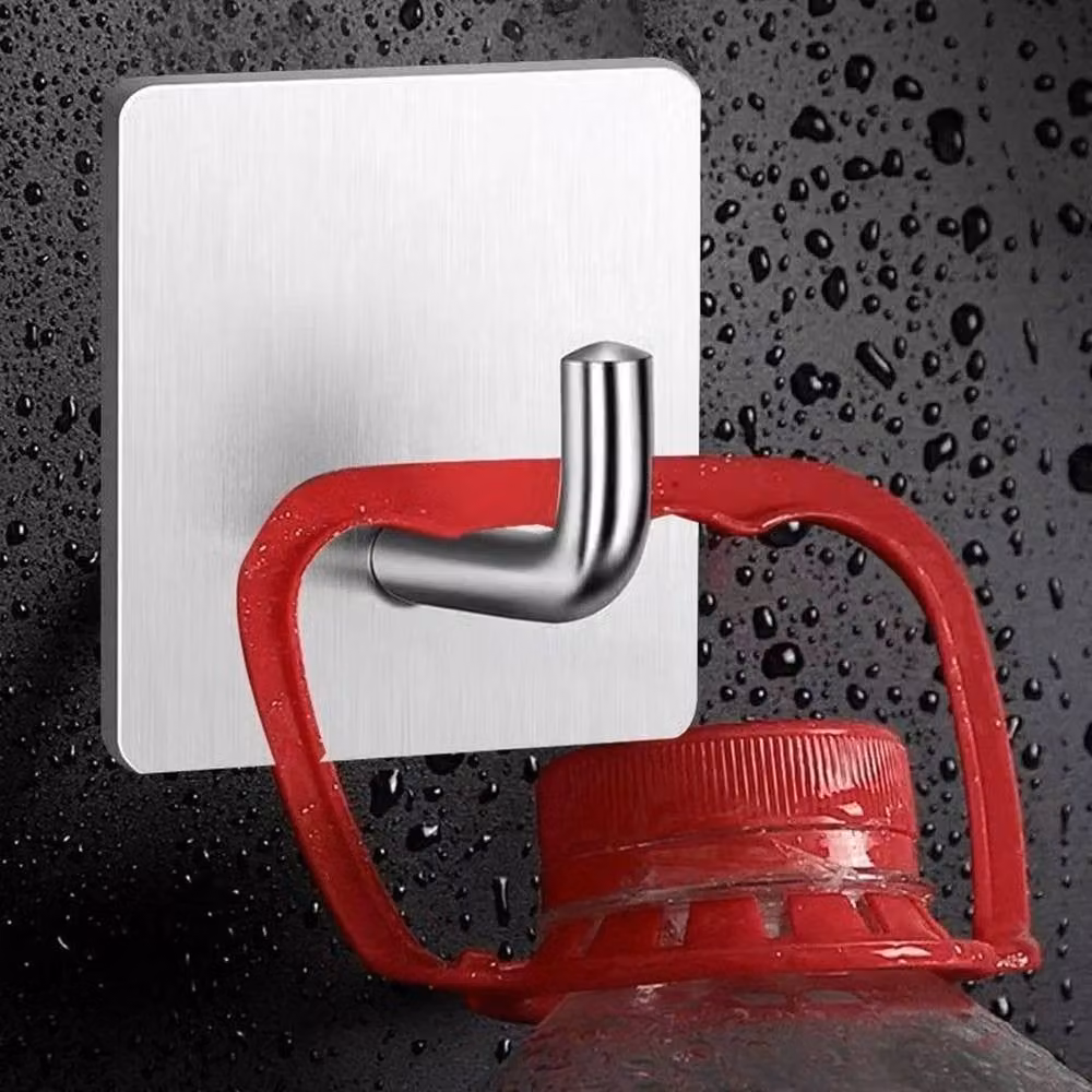 KORVIXA 5-Piece Stainless Steel Self-Adhesive Wall Hooks in Brushed Silver – 2