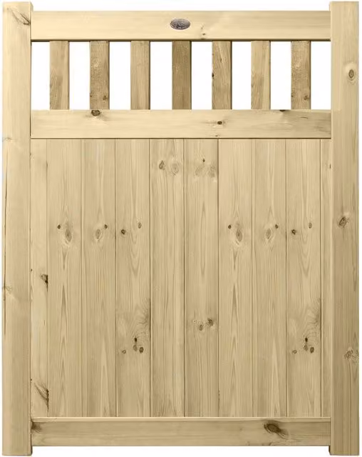 Premier Garden Supplies URBAN Interlocked Tongue Groove Pressure Treated Garden Gate with Picket Pale Top, W: 120 cm, H: 150 cm