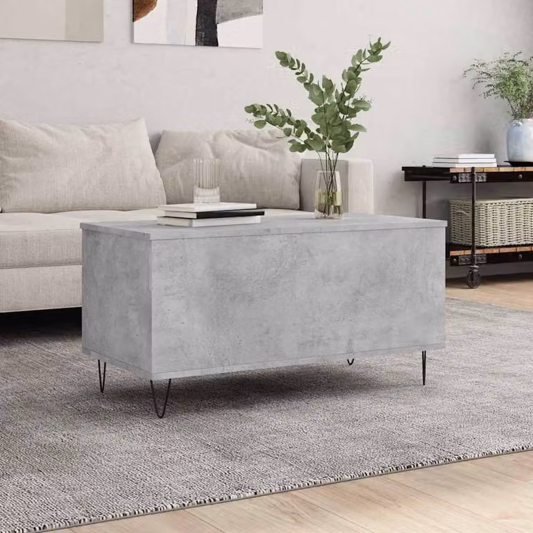 Berkfield Home Modern Rectangular Coffee Table in Grey with Lift Mechanism, W: 90 cm, D: 44.5 cm, H: 45 cm
