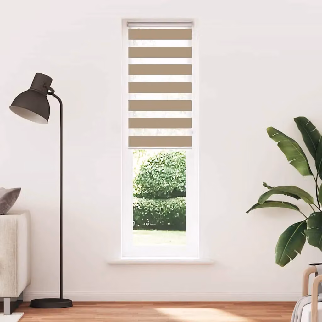 Berkfield Home Zebra Blind in Sand Brown, Polyester, W: 65 cm, H: 230 cm – 2