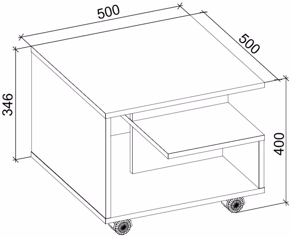 VCM Sofatically Stango S Coffee Table in Light Oak with Castors, W/D/H: 50 x 50 x 40 cm – 3