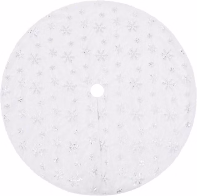 Berkfield Home Luxury White Floral Round Christmas Tree Skirt, Diameter: 150 cm – 1