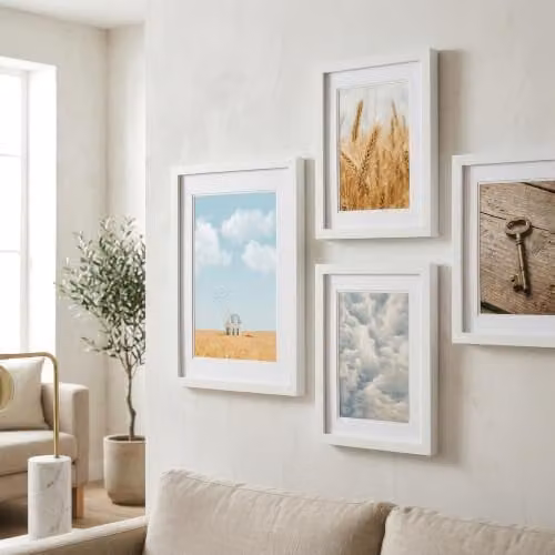 Nicola Spring A3 Single Picture Frame in White with A4 Mount and Acrylic Glass – 1