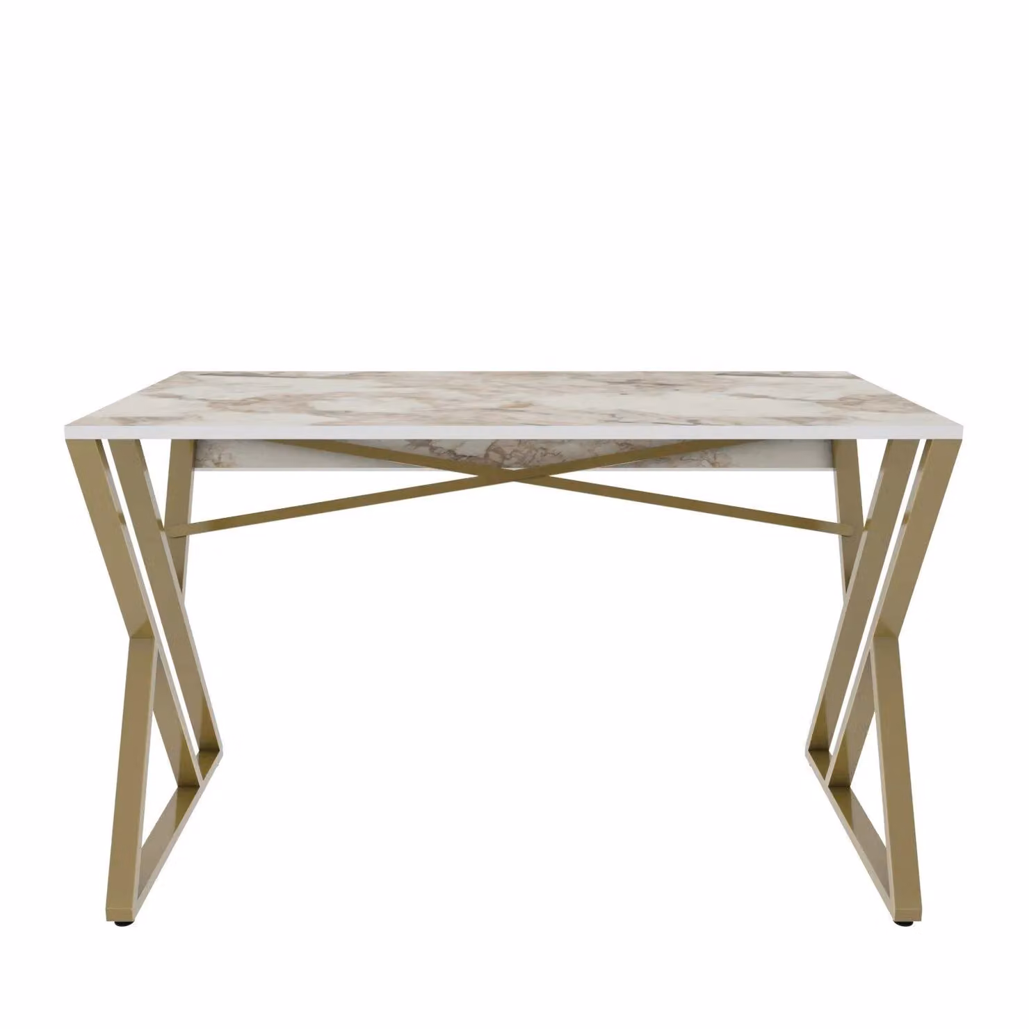 Decorotika Gyza Computer Desk in White and Gold with Metal Legs – 3