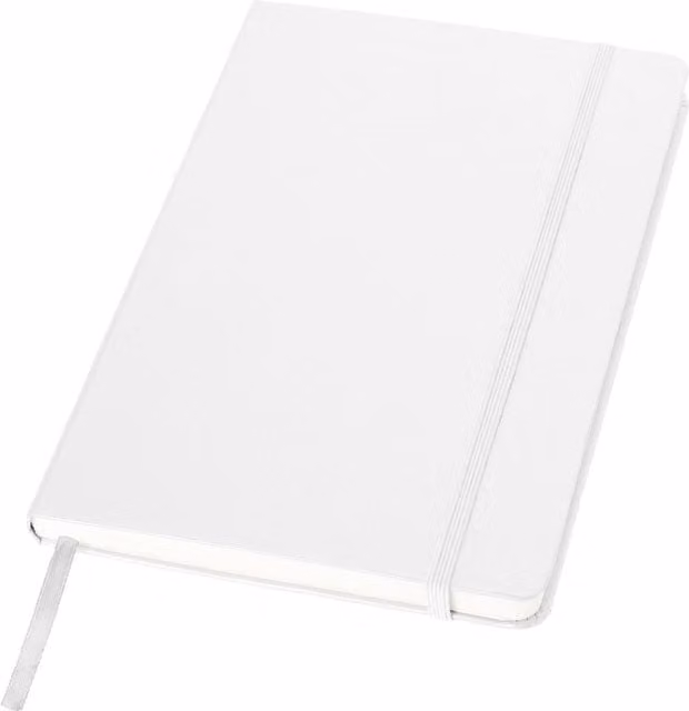 JournalBooks Classic Office Notebook, A5 Hardcover, White, Blank Pages with Bookmark and Elastic Closure
