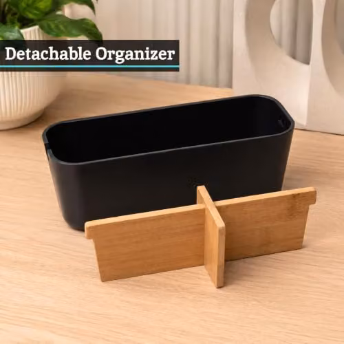 Orsina Grey and Black Detachable Bamboo Fibre Organiser with 4 Compartments – 3