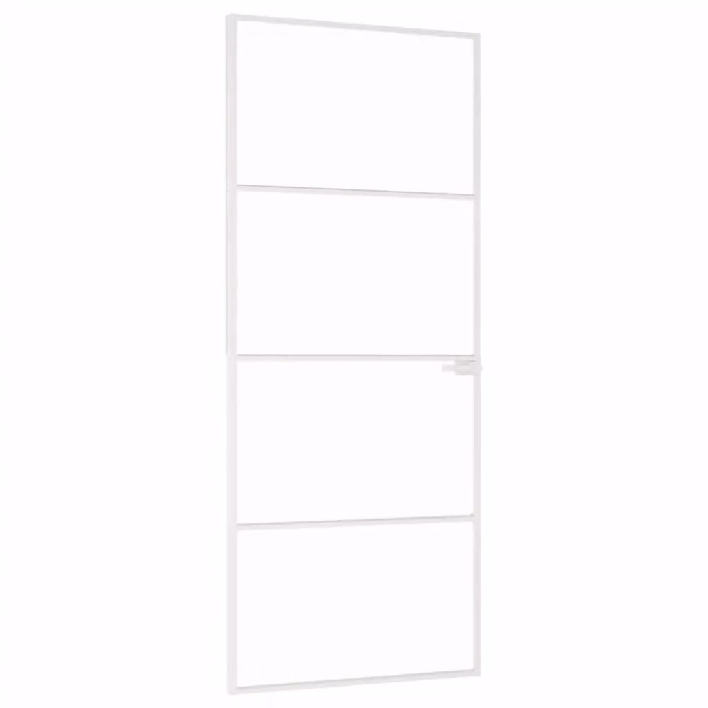 Berkfield Modern Interior Door in White with Tempered Glass and Aluminium, W: 83 cm, H: 201.5 cm – 2