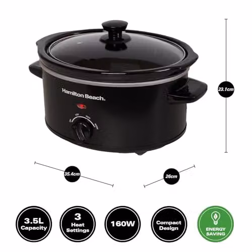 Hamilton Beach Comfort Cook Slow Cooker, 3.5L, Black, 160W with Ceramic Bowl and Keep Warm Function – 2