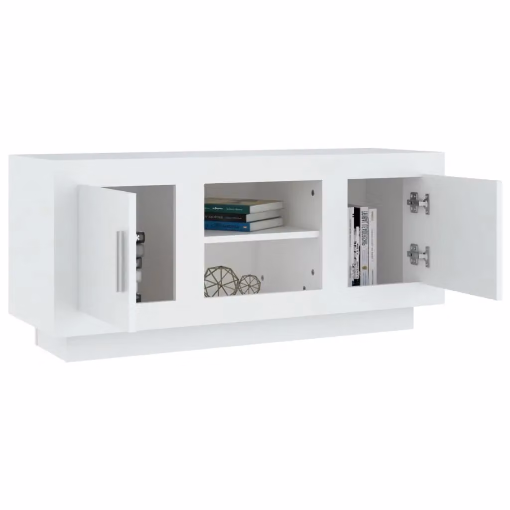 Berkfield Home Modern White TV Cabinet in Matt MDF, W/D/H: 102 x 35 x 45 cm – 2