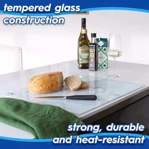 Harbour Housewares Rectangular Glass Chopping Board in White and Black, W: 40 cm, D: 30 cm – 2