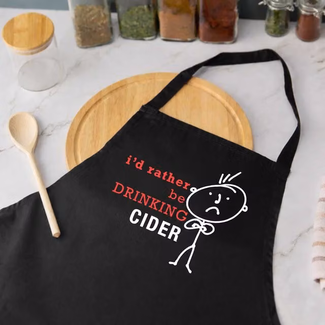 60 Second Makeover Men's I'd Rather Be Drinking Cider Black Apron – 1