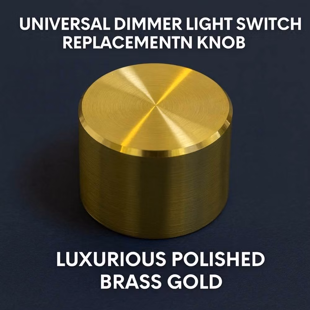 NESTLUNE 2-Pack Universal Dimmer Light Switch Knob Replacement in Polished Gold/Brass – 2