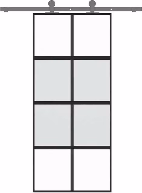Berkfield Home Black Sliding Door with Transparent Tempered Glass and Aluminium, W: 90 cm, H: 205 cm – 1