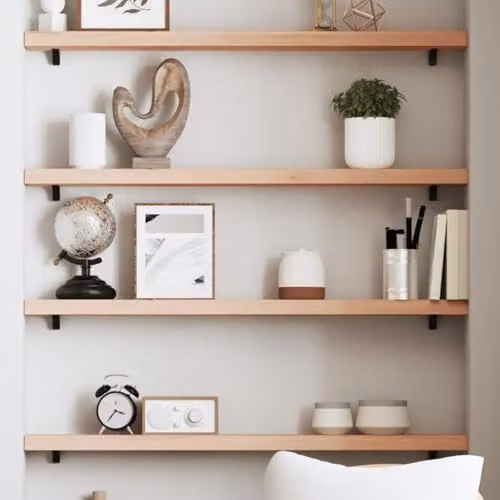 vidaXL Wall Mounted Rustic Oak Shelf, Natural/Brown, W: 100 cm, D: 10 cm, H: 4 cm – 2