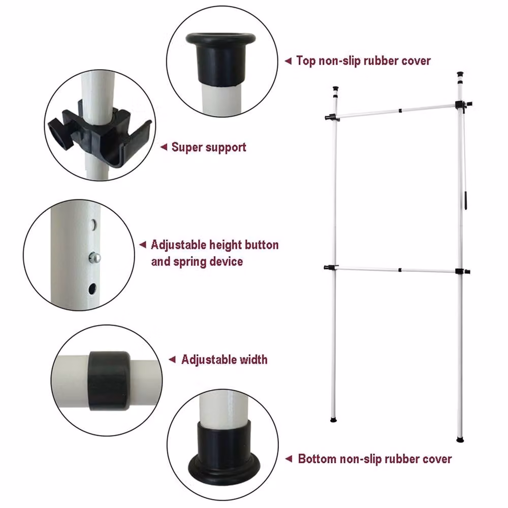 EONLION Double Clothes Rack Wardrobe Organiser with Baskets in White, W: 50 cm – 3