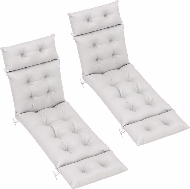 Outsunny Set of 2 Sun Lounger Replacement Cushions in Light Grey, W/D/H: 190 x 56 x 10 cm