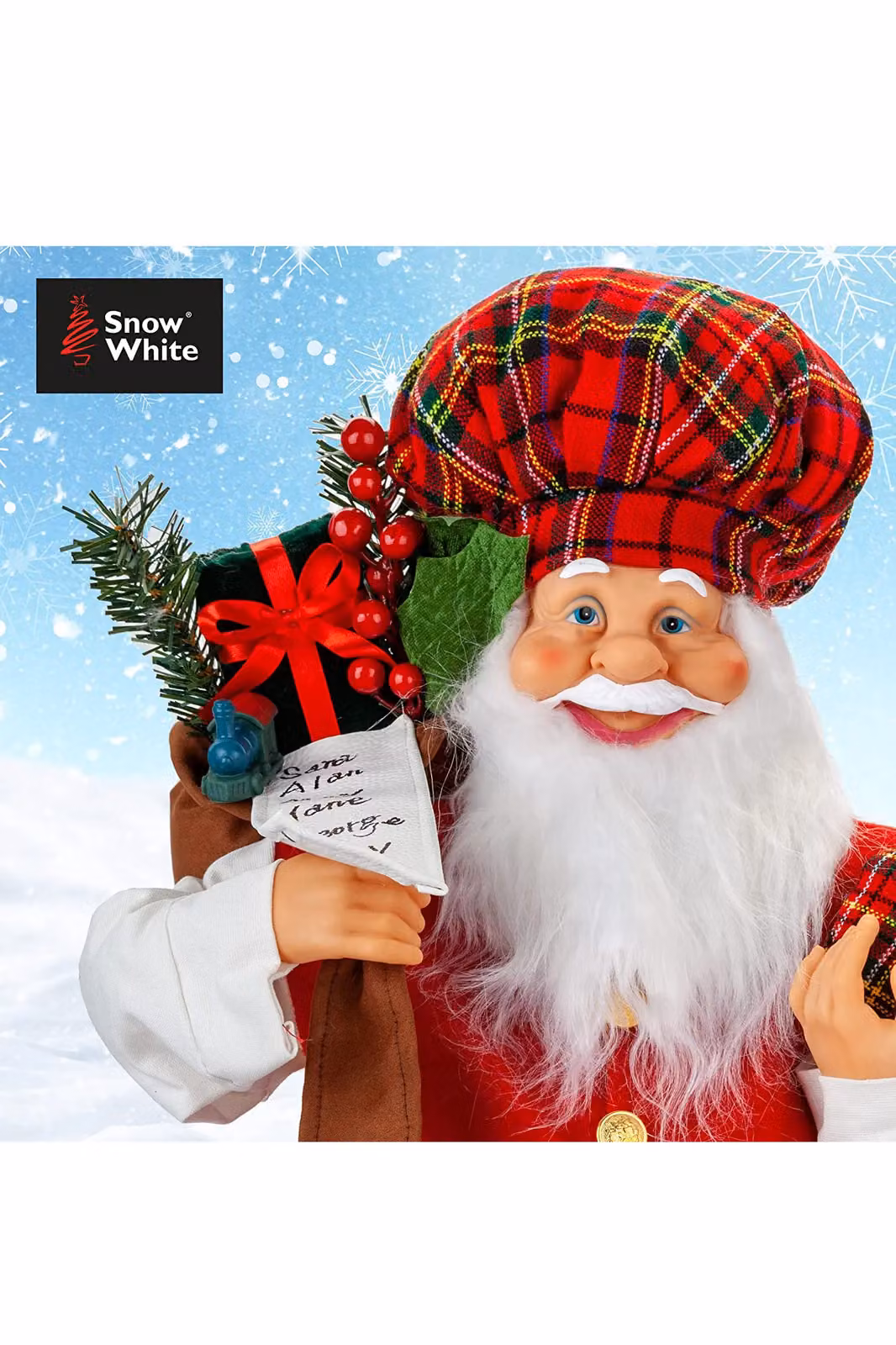 VFM Scottish Traditional Standing Father Christmas Christmas Decoration in Red Tartan Suit, Height: 90 cm – 2