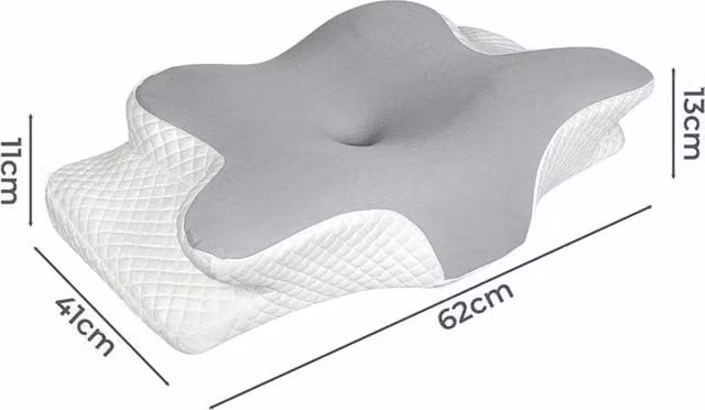 FLAVORA Ergonomic Orthopaedic Cervical Memory Foam Pillow in Grey with Removable Breathable Cover