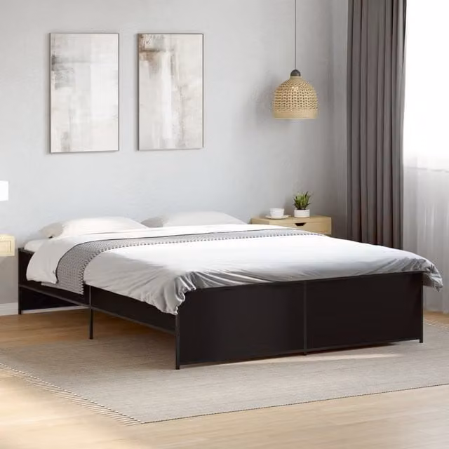Berkfield Home Bed Frame in Black, W/D/H: 140 x 200 cm