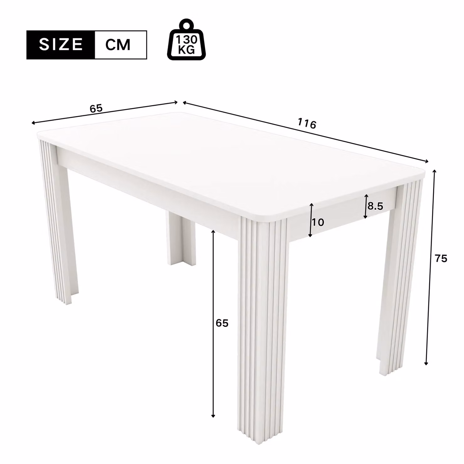 Matteo Modern White MDF 4-Seater Rectangular Dining Table – 2
