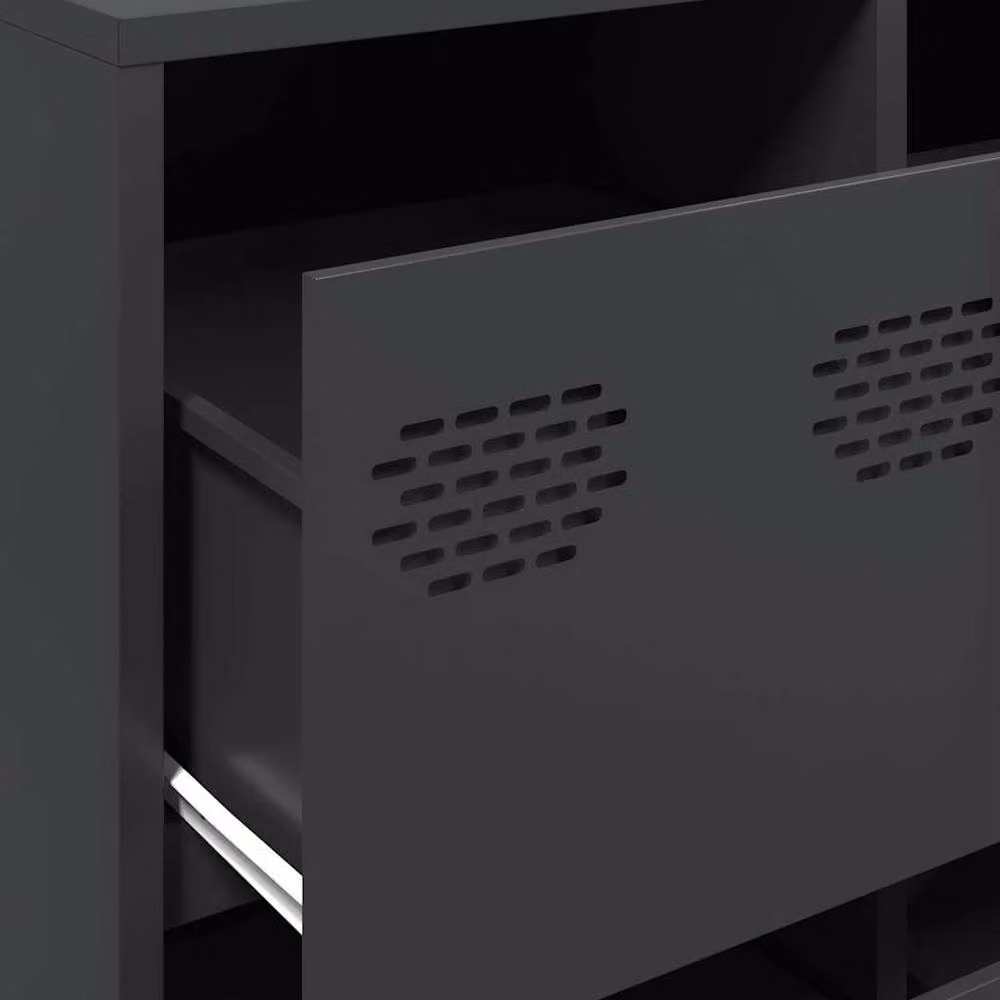 Berkfield Home Black Industrial Sideboard in Matt Cold-rolled Steel, W/D/H: 135 x 39 x 103.5 cm – 4