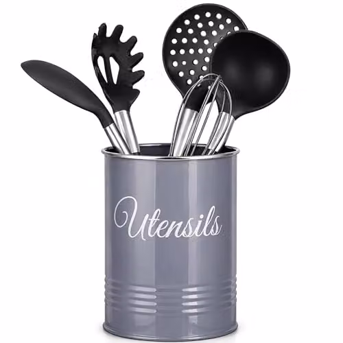 Innoteck Metal Utensil Holder and Cutlery Organiser in Grey
