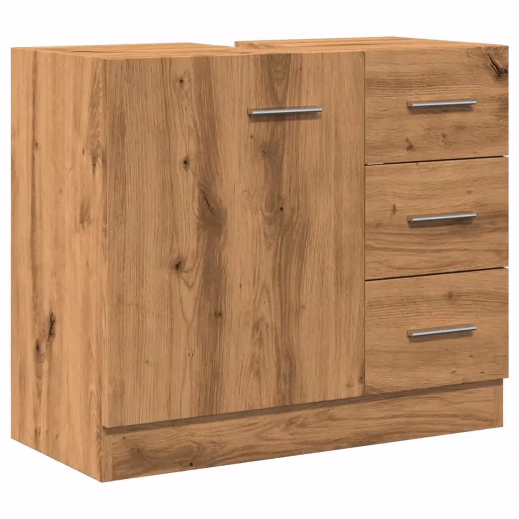 Berkfield Home Artisan Oak Sink Cabinet in Brown, W/D/H: 63 x 30 x 54 cm – 2