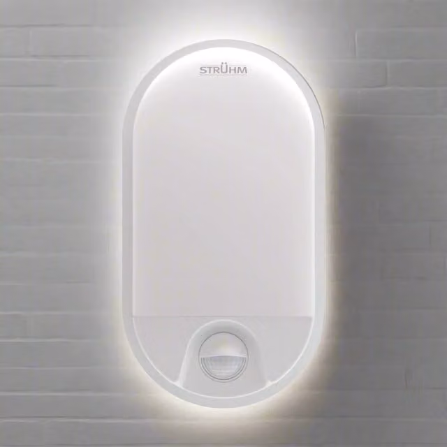 CGC Leah White Opal Oval LED Outdoor Wall Light with PIR Motion Sensor and IP65 Rating