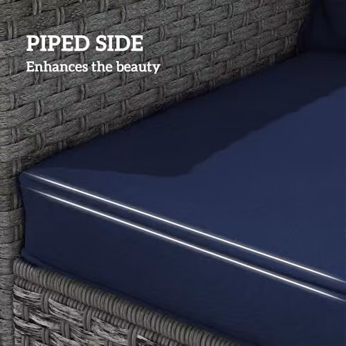 Outsunny Water Repellent Outdoor Cushion Set in Dark Blue, including 1 Seat Cushion and 1 Back Pad – 5