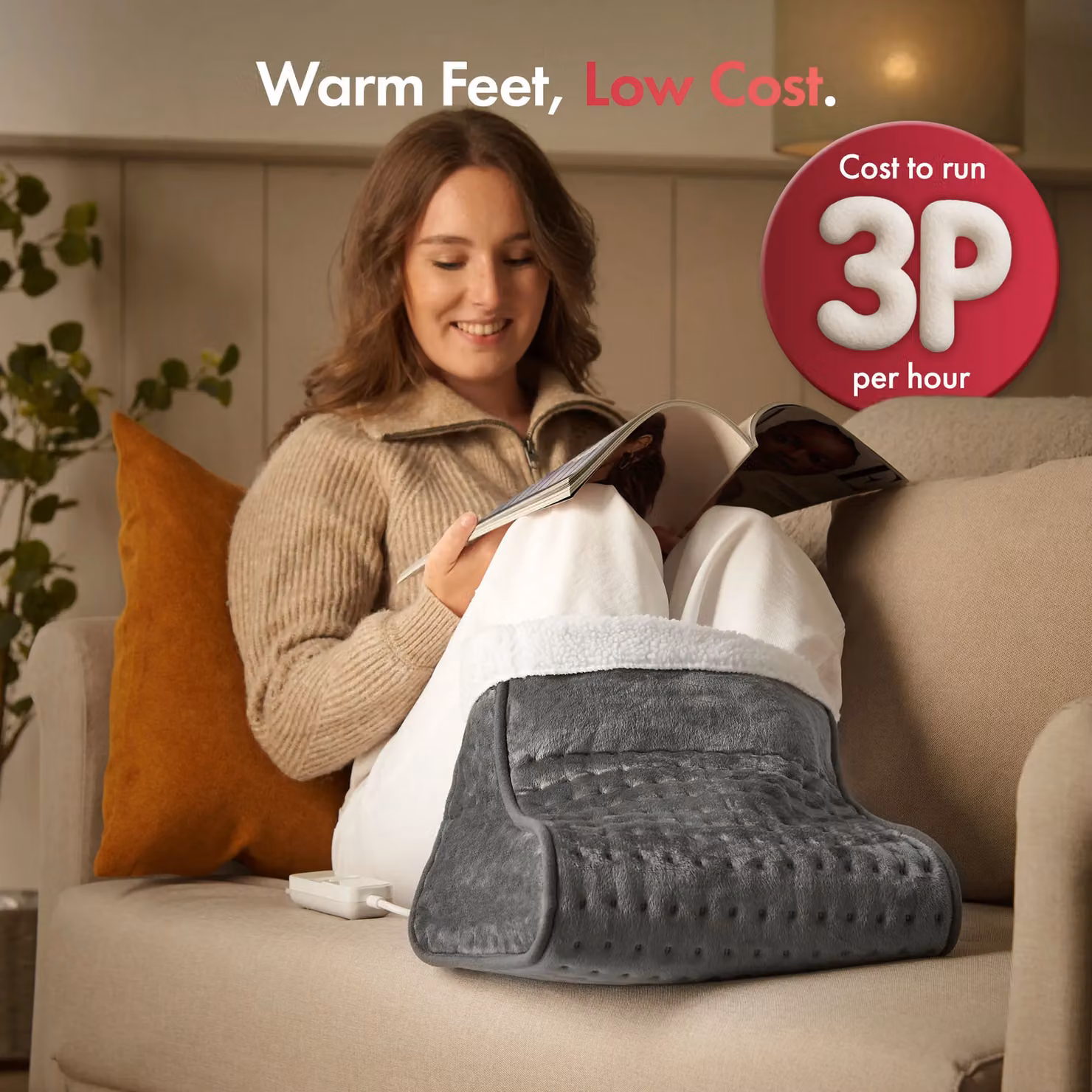 VonHaus Electric Heated Foot Warmer in Grey with Fleece Lining and 3 Temperature Settings – 4