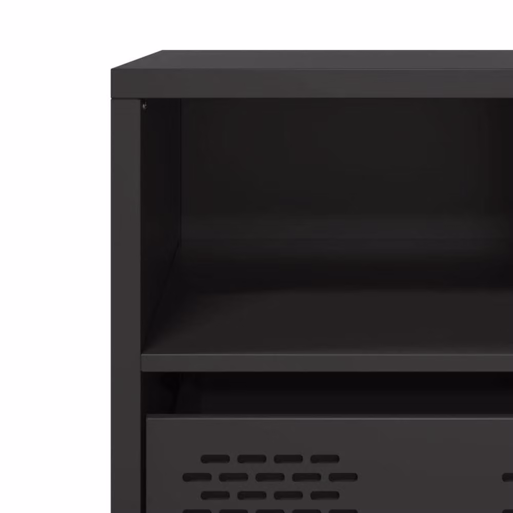Berkfield Home Industrial TV Cabinet in Matt Black Metal, W: 68 cm, D: 39 cm, H: 43.5 cm – 5