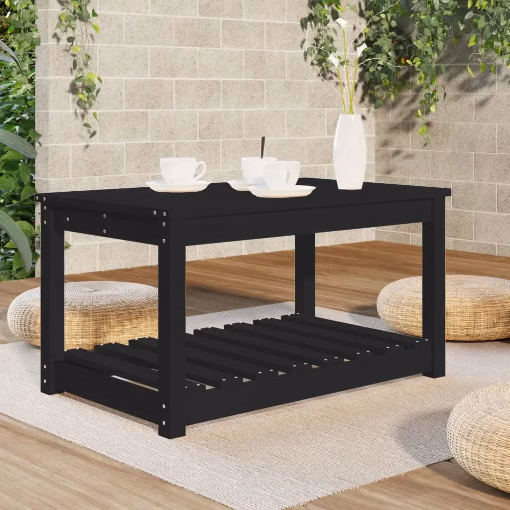 Berkfield Home Rustic Black Solid Wood Pine Garden Table W: 82.5 cm, D: 50.5 cm, H: 45 cm – 3