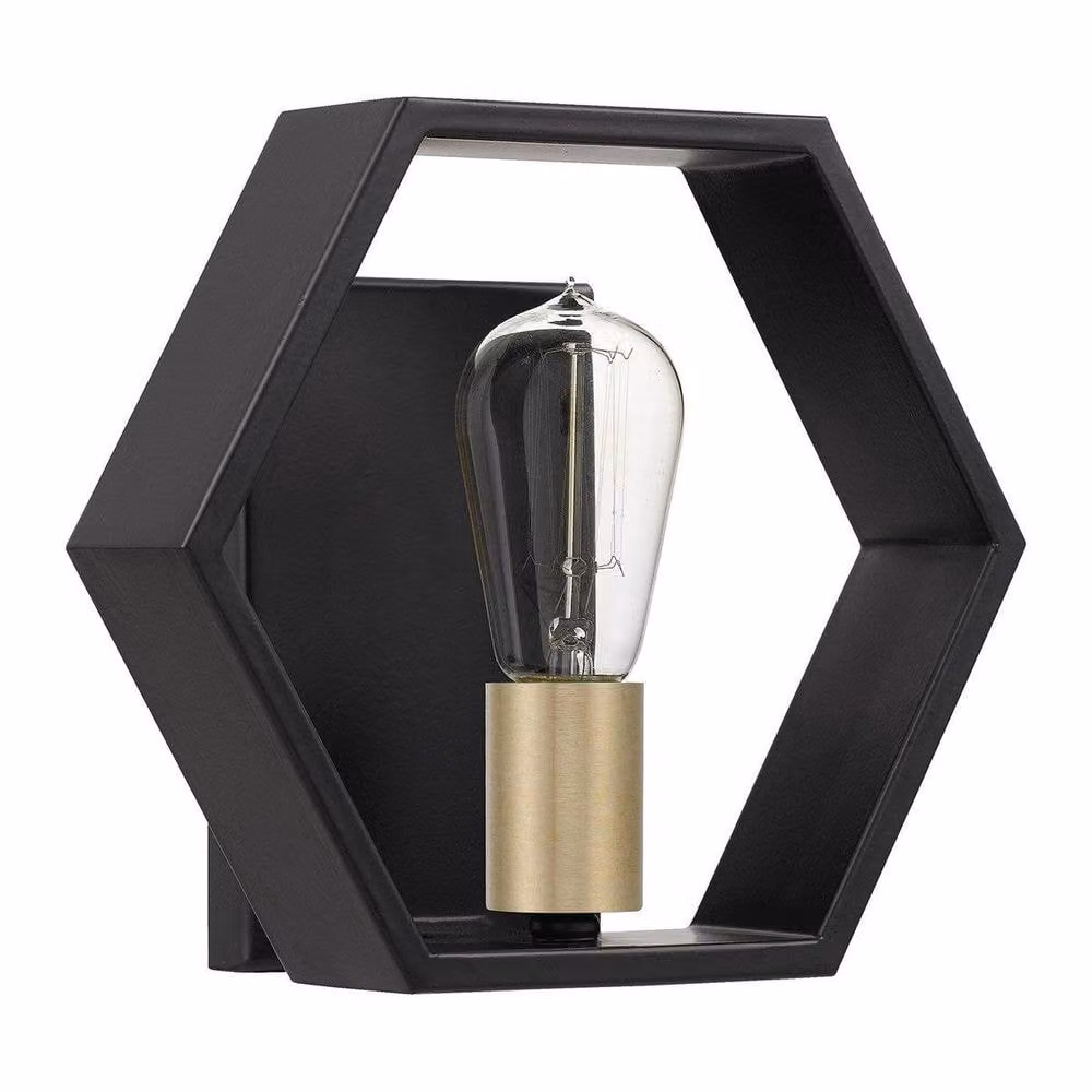 Quoizel Bismarck Modern Wall Lamp in Black and Gold/Brass with Transparent Glass – 2