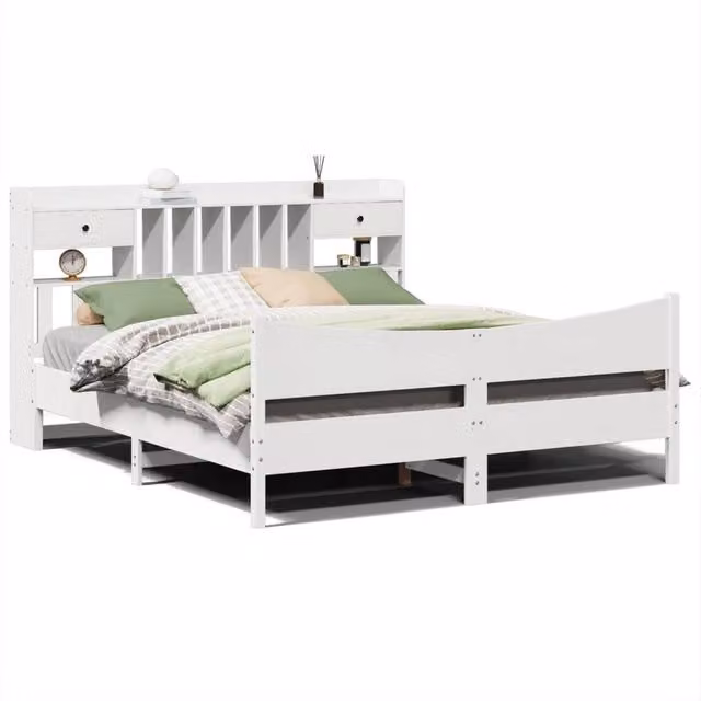 Berkfield Home White Solid Wood Pine Bed Frame with Drawers W/D/H: 180 x 200 cm – 1