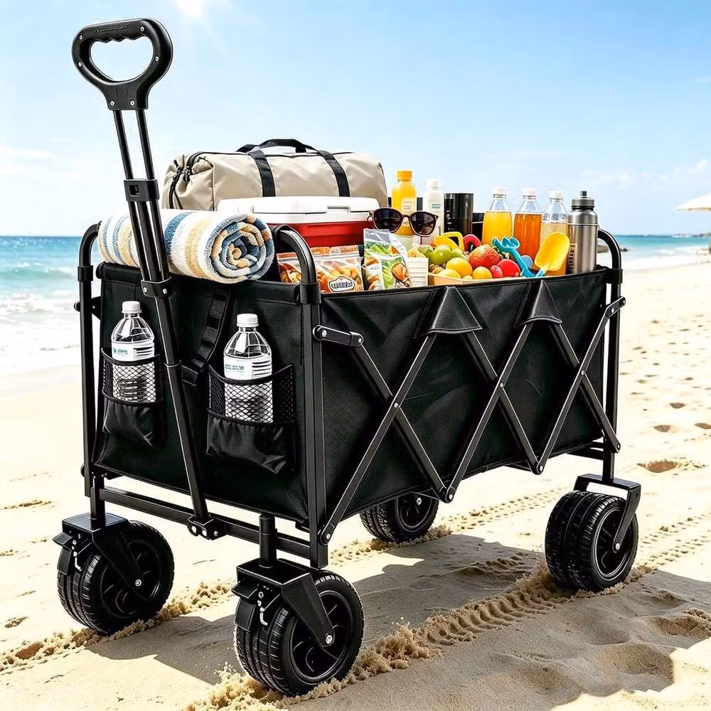 EONLION Folding Camping Cart Garden Trolley in Black – 5