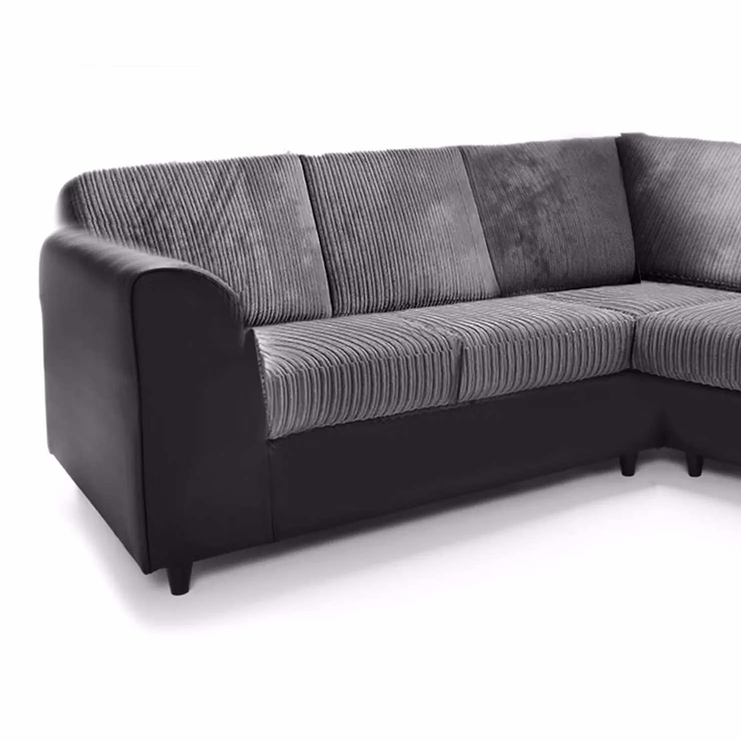 Furnishings For Less UK Ferguson 5 Seater L-Shaped Corner Sofa in Grey Striped Jumbo Cord Fabric with Full Back – 2