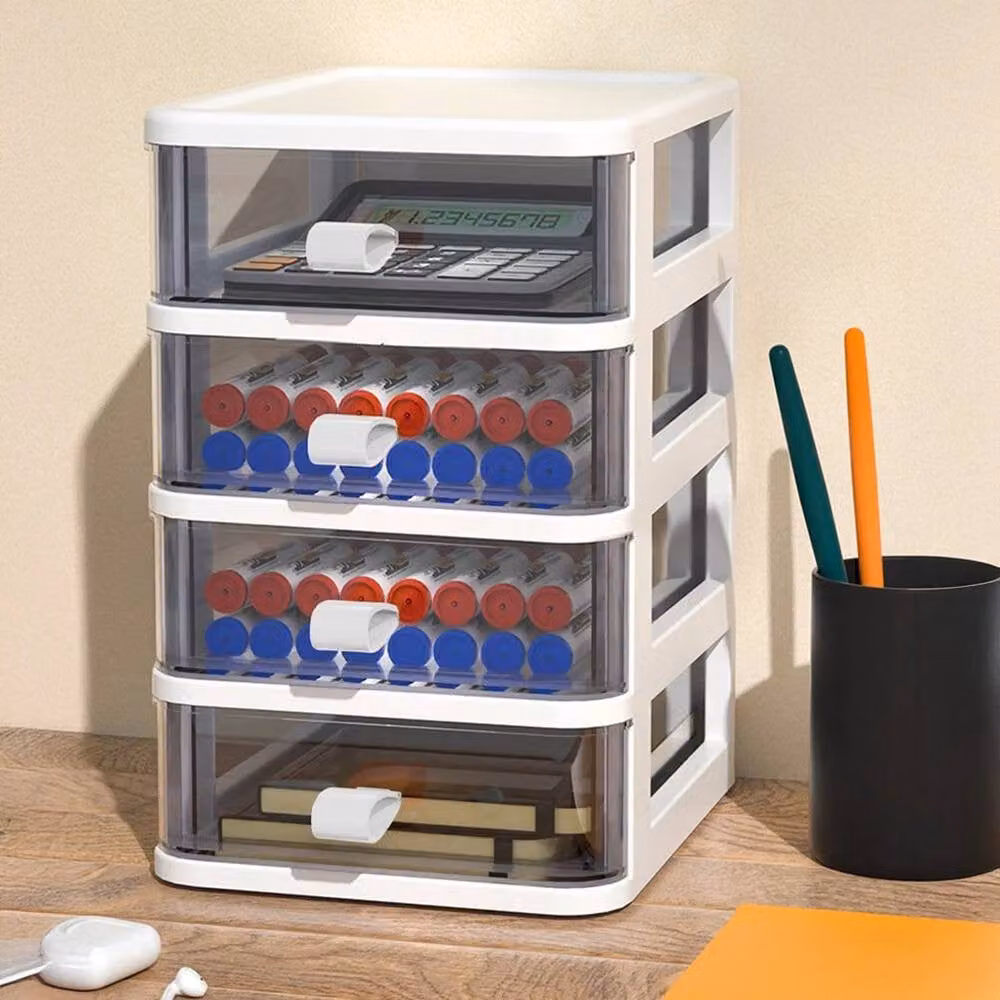 FORGEVIO 4 Tier Plastic Storage Mini Cabinet in White and Transparent – 2